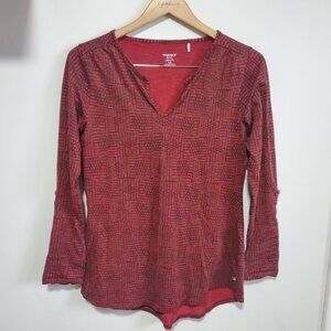 TOAD & AND CO Tamaya Tunic Top Shirt Organic Cotton Roll Tab Red Women's Small